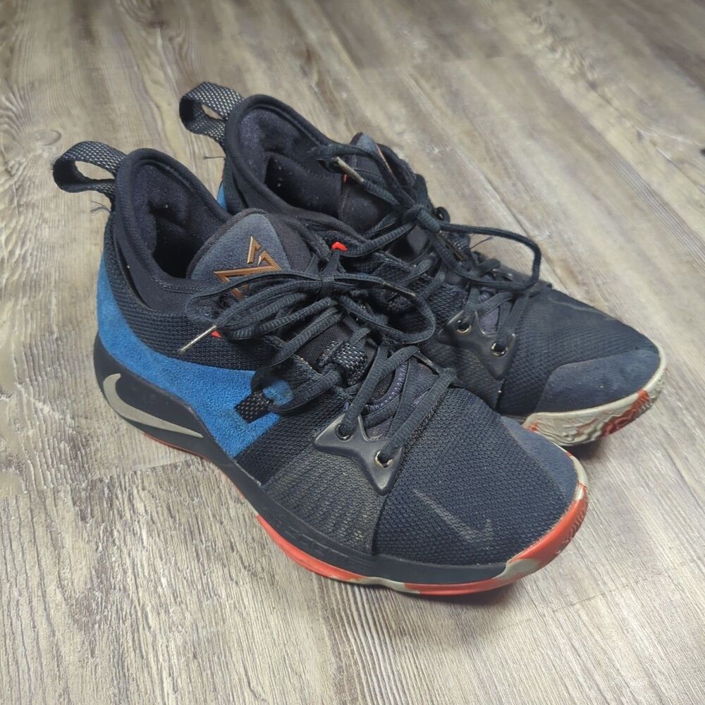 Nike Men's PG 2 Home AJ2039-400 Black Blue Basketball Shoes Sneakers Size 8